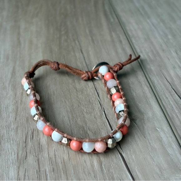 Chan Luu Beaded Leather Wrap Bracelet Pink Boho Artisan Jewelry Designer Women - Picture 2 of 7